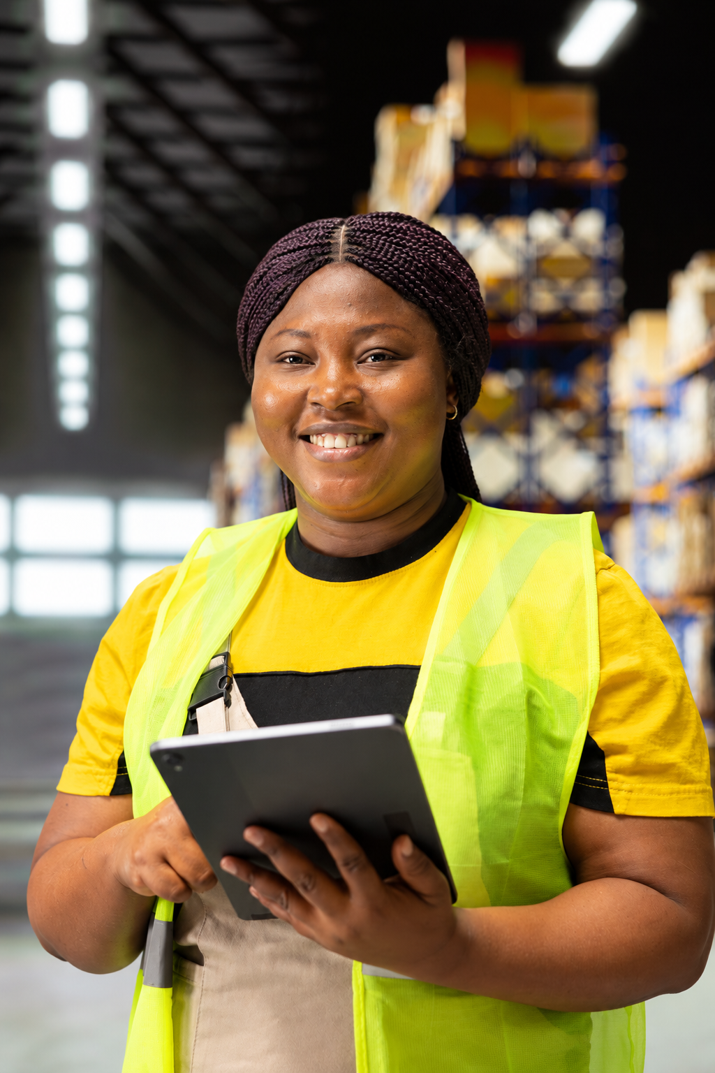 KES Diverse Skill Set Availability Smiling South African lady holding a tablet